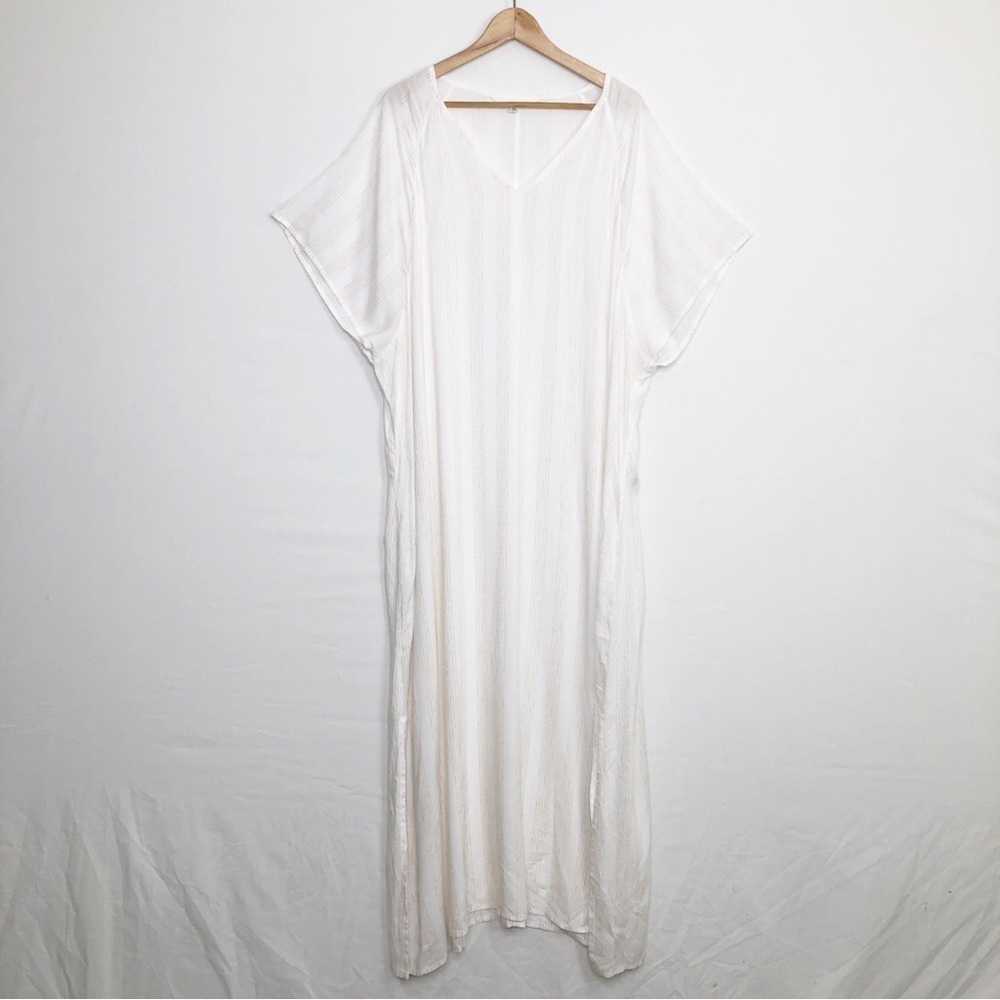SummerSalt cream & tan graphic pinstripe caftan - Picture 12 of 13